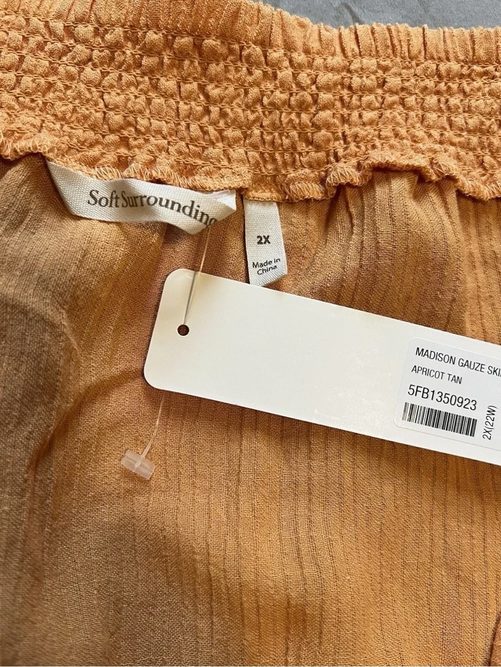 Soft Surroundings Apricot Tan Orange Madison Gauze Long Maxi Skirt Size XXL